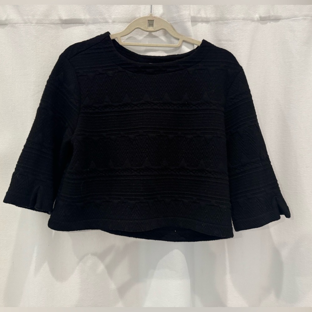 Michael Stars Textured Black Cropped Shirt